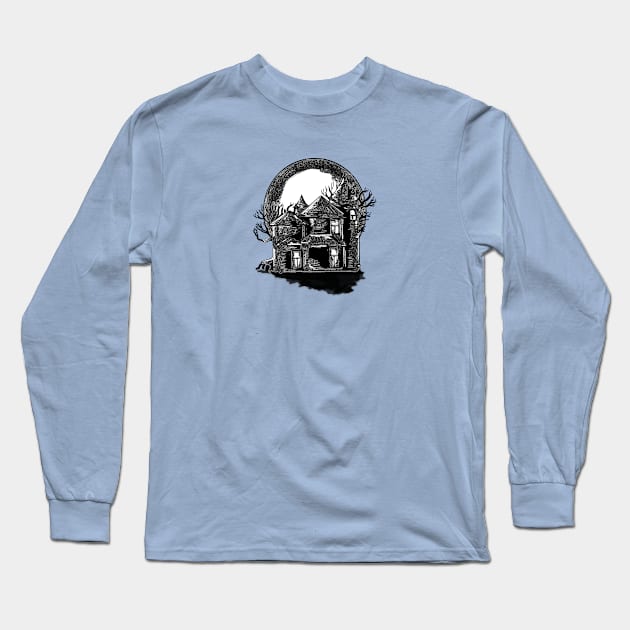 Retro creepy haunted house decoration Long Sleeve T-Shirt by Kyradem